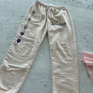 Neiman Marcus Cream Lounge Pants with tenns Design